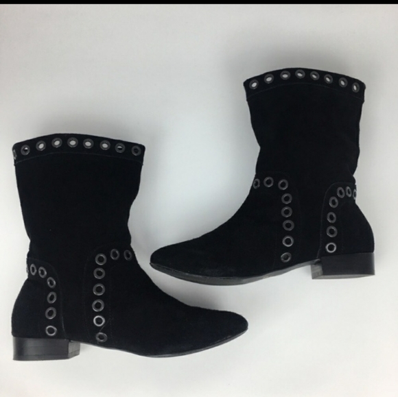 Victor Alfaro Women's Blk Suede Eyelet Boots Sz 9M - Picture 4 of 5